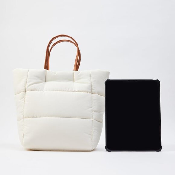 Puffer Tote Bag Women Nylon Lightweight Travel Work Shoulder Crossbody - Picture 4 of 9